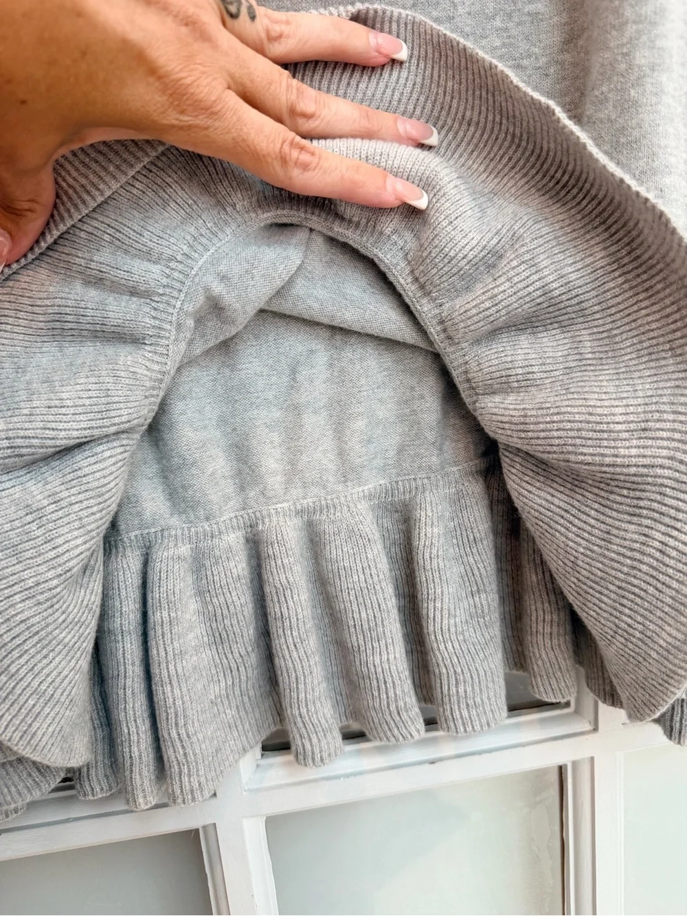 J. Crew Women’s Gray Chic Wool Blume Midi Stretch Skirt With Ruffle Size 14